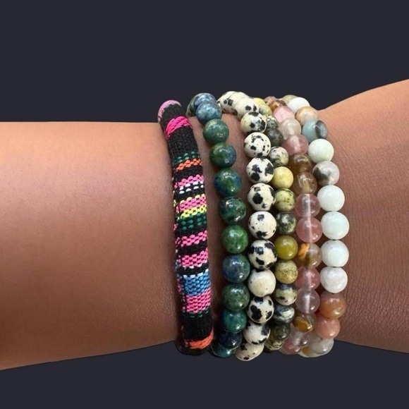 Azurite Adjustable Gemstone Bead Bracelet 6mm - Picture 2 of 5